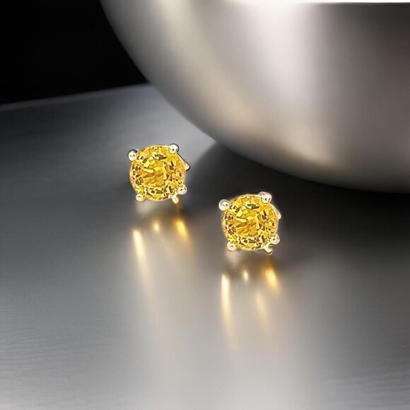 Natural Sapphire Stud Earrings 14k Yellow Gold 1.7 TCW Certified $1,490 121258 - Picture 11 of 15